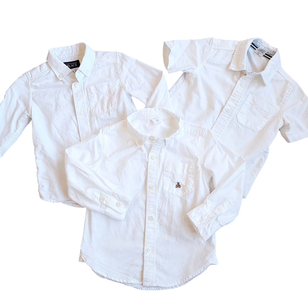 Boys 3T Button Up Semi- Casual Dress Shirt Bundle Crisp White